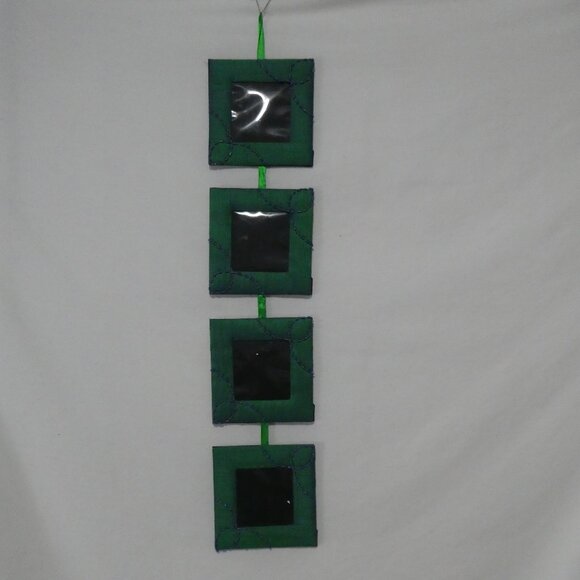 NYEMO CAMBODIA | Cambodian Silk Picture Frame | 4 Green 5" Squares - Picture 1 of 11